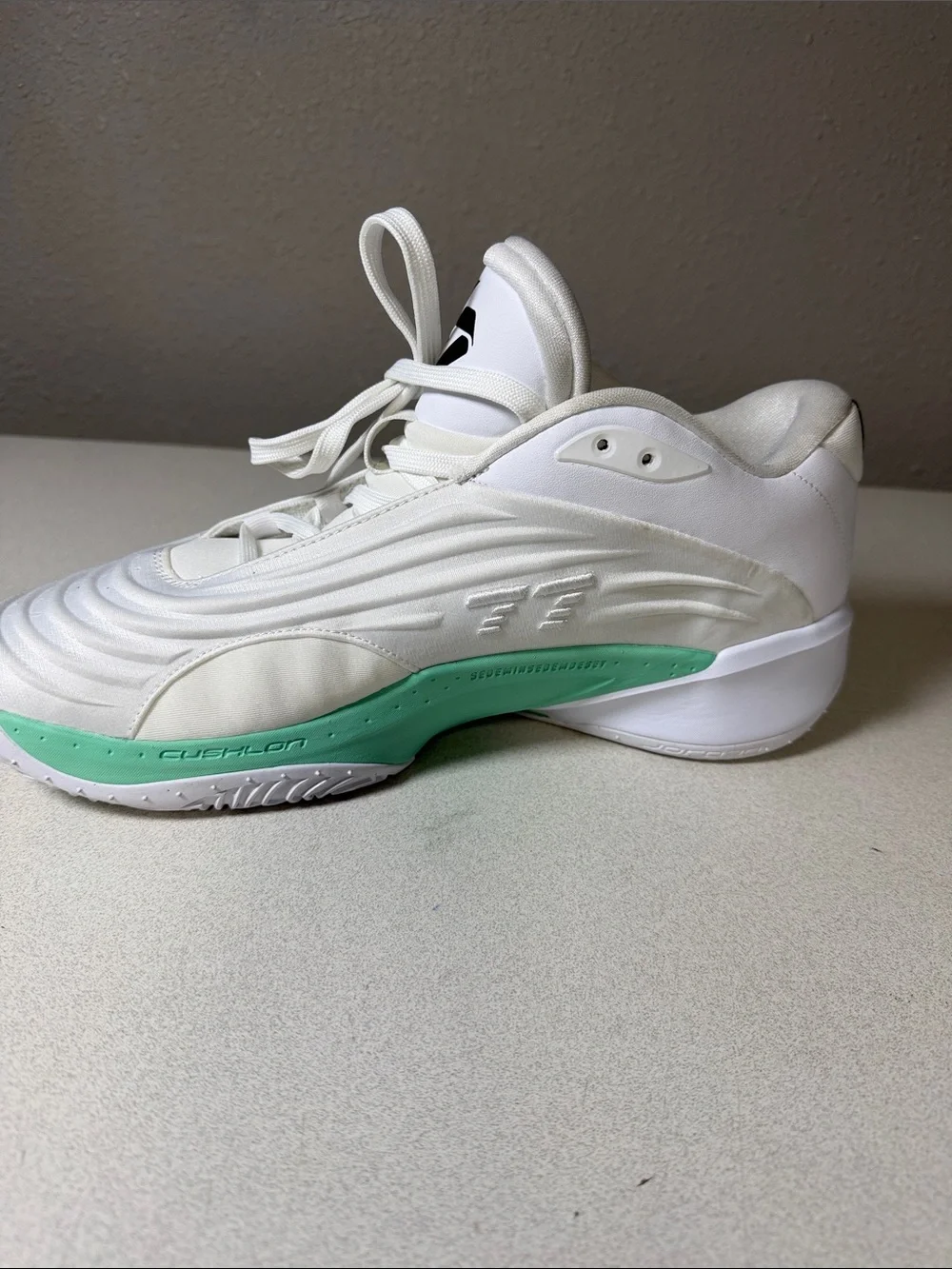Nike White Sneakers with Mint Green and Neon Pink Accents